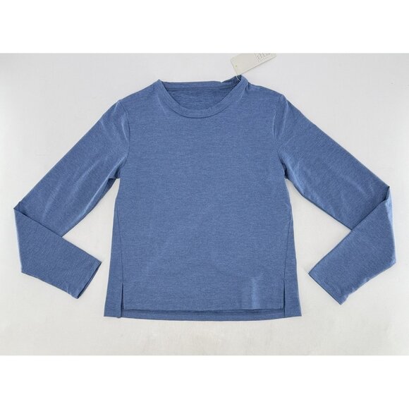 NWT All In Motion Blue Long Slv Peekaboo Back Athletic Shirt XS‎ Comfort Stretch - Picture 6 of 8